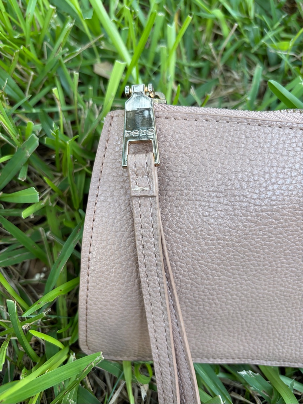 bebe Khaki Pebbled Wristlet Clutch - Picture 6 of 6